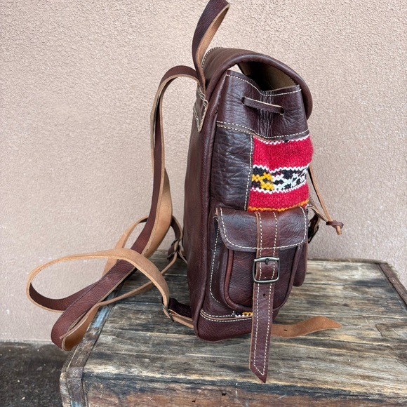 Hand Crafted Moroccan Boho Leather Backpack - Picture 2 of 14